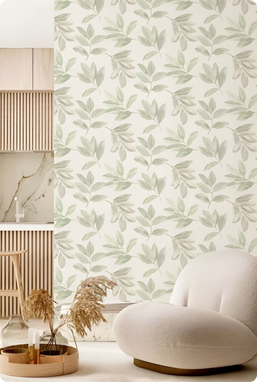 Soft Green leaf wallpaper will perfect at your home